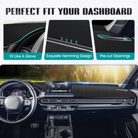 FIILINES Dash Cover for 2022-2025 Honda Civic, Dashboard Mat Accessories Dash Cover Sunshade Nonslip Mesh Protector No Glare Black