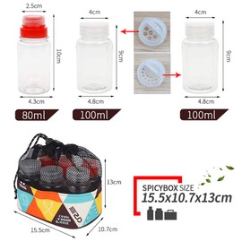 6 Piece Outdoor Seasoning Spice Container, Spice Container Set, Spice Jar Kit, Camping Spice Travel, Spice Jars for Camping, BBQ, Picnic, Travel, Outdoors