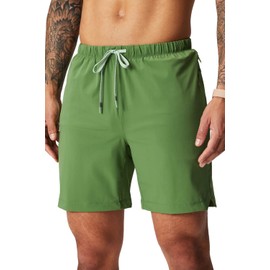 Fabletics Men's The One Short, Training, Swimming, Lightweight, Quick-Dry, Zip Pocket, Stretch Woven, 7" inseam, XS, Neo Olive
