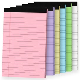 Ciphyfee 6pcs Small Note Pads, Colored Notepads 5x8 College Ruled Notebook, Writing Pads 5 x 8, Legal Pads, Pad Paper Perforate Notebooks for Work, Message, School, Office Supplies,30 Sheets/Pack