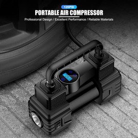 EVTSCAN Car Tire Inflator 120PSI Air Compressor Digital Pressure Gauge Portable Air Pump,with LED Light 12V