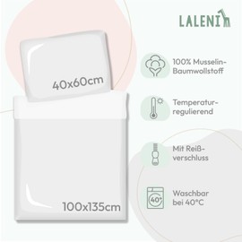Laleni Children's Bed Linen 100 x 135 cm Cotton - Muslin Bed Linen Children 100 x 135 cm + Pillowcase 40 x 60 cm - Oeko-Tex Certified Summer Bed Linen - 100 x 135 cm Bed Linen Green Children