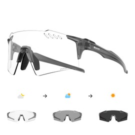 SCVCN Photochromic Cycling Glasses Men Women Sports Sunglasses Clear Cycling MTB Running Cycling Glasses Volleyball Tennis Driving Fishing Softball Mountaineering Golf 06 Grey