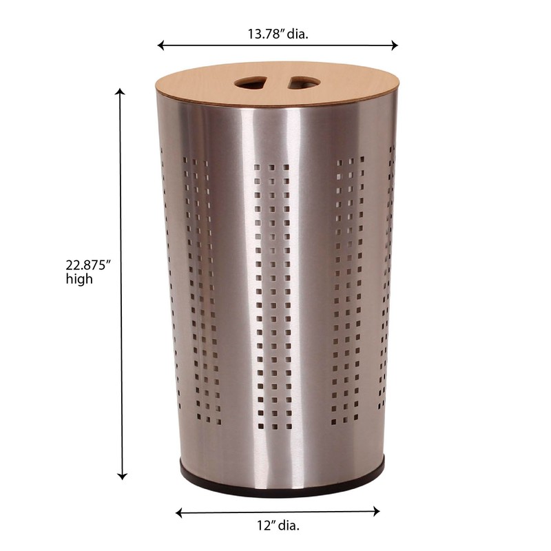 Household Essentials 7081-1 Round Metal Laundry Hamper - Removable Liner