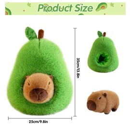 LHOEST Capybara Avocado Cuddly Toy, 35 cm Capybara Plush Toy Plushie 2 in 1, Cute Water Pig Cuddly Toy, Stuffed Toy, Capybara Funny Cuddly Toys for Girls Children Plush Toy Gifts