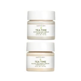 Earth To Skin Tea Time Mini Duo Set Crema De Día De Té Blanco (0.5 Fl Oz) Y Crema De Noche De Té Negro (0.5 Fl Oz), Hidratación Todo El Día Y Noche...