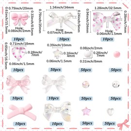 SUNNYCLUE 1 Box 430 Stück 15 Stile Rosa Schleifenperlen Süße Sortierte Acrylperlen Rosa Transparenter Kunststoff Geometrische Herzen Und Sterne Runde Lose Abstandshalter Für Schmuckherstellung DIY Bas