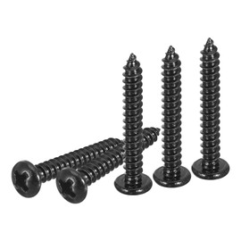 DTGN #6x1 Black Screws - 50Pack - 304 Stainless Steel Pan Head Phillips Sheet Metal Screw Self-Tapping Screw Wood Screws