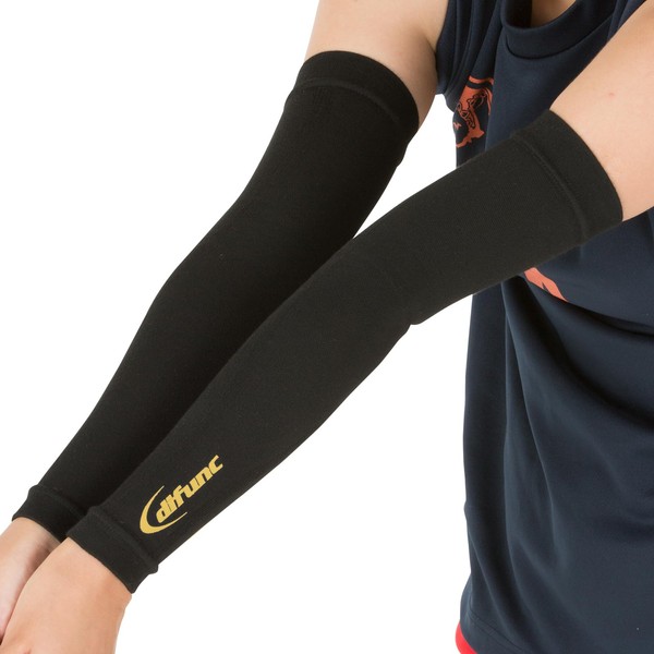 D&M D-7000 Arm Sleeve Arm Cover, 1 Pair, Black X Gold, Medium Size, Abrasion Resistant, Graduated Compression, Sweat Absorbent, Volleyball, Baseball