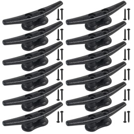 BALAVA Boat Cleats 4 inch,Boat Dock Cleats,Electrophoretic Coated Black Dock Cleats,Rope Cleats for Dock Tie Down or Nautical Decor,Dock Cleats with Hardware (12 Pack)