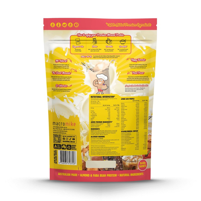 Macro Mike Premium Almond Protein Powder Sample Sachets 40 g