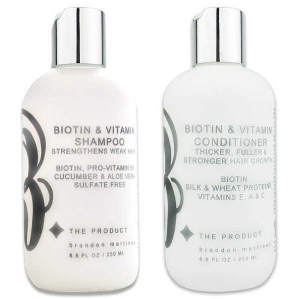 Biotin Vitamin Hair Growth Shampoo & Conditioner SET-(High Potency) Biotin Shampoo + Conditioner Set For Fastest Hair Growth, Vitamins E, A, And C B THE PRODUCT (8.5oz)