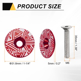 sourcing map 1-1/4 Headset Stem Top Cap Aluminum Alloy Bicycle Stem Top Cap Cover with Bolt for MTB Road Mountain Bike, Red