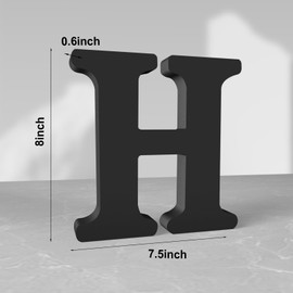 Aruatu 8 Inch Black Wood Letters Unfinished Wood Letter for Wall Decor Decorative Standing Letter Large Letters for Wall Decoration for Craft Home Party Projects (H)