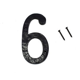 WIGANO 5.5"Hotel House Door Numbers Cast Iron Black (6 (Six))