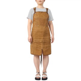D0100H5WNW6 Bib Apron Waxed Canvas 18 Oz Water Resistant Tool Apron For Carpenter Woodworking Classic Style Work Suitcolor: as Pic Color