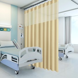 Phating Flame Retardant Hospital Curtains Room Divider,Grommet Cubicle Curtains Divider Privacy Curtains for Hospital, Clinic, Lab(1 Panel, 5x8FT,Beige)
