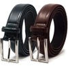 Ashford Ridge Men's 30 mm Leather Belt Double Pack, Black