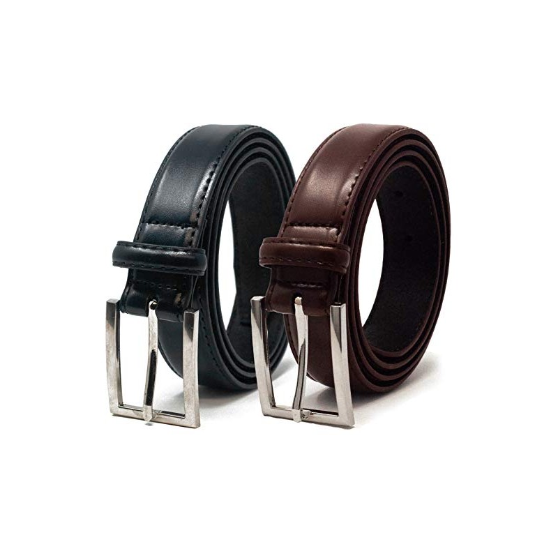 Ashford Ridge Men's 30 mm Leather Belt Double Pack, Black