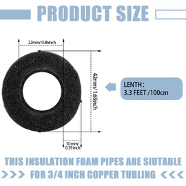 Amylove 24 Pcs Insulating Foam Pipe Insulation Foam Tube Freeze Protection Heat Preservation Pipe Covers for Tubing Outdoor Water Pipe Insulation Water Pipe Freeze Protection (Black,3/4 Inch)