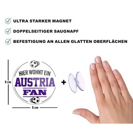 schilderkreis24 Football Magnet "Austria Fan" Decorative Fridge Magnet Item Sport Club Gift Idea Christmas Football Fan Lovers Enthusiasts 8 x 8 cm