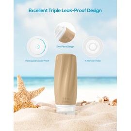 Morfone Travel Bottles Set for Toiletries, Tsa Approved Travel Size Containers Leak Proof Refillable Liquid Silicone Squeezable Travel Accessories for Shampoo Conditioner Lotion (Orange)