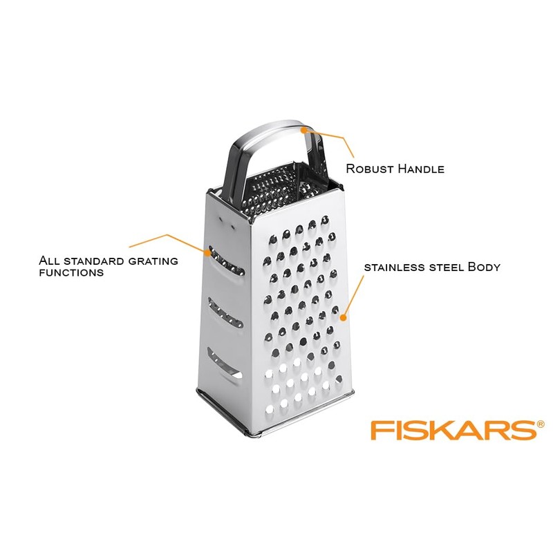 Fiskars Essential 1065589 Grater 4-Sided Stainless Steel Height 23 cm