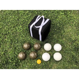 BuyBocceBalls Unique Bocce Sets - 107mm with Brown and White Balls
