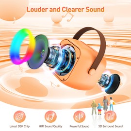 Karaoke Machine for Kids Adults: Mini Portable Karaoke Machine with 2 Wireless Microphones and Lights, Christmas Birthday Gifts for Girls Boys Family Home Party(Orange)