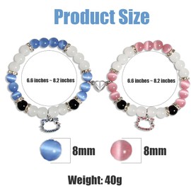 Fc'Noqgn Set of 2 Pairs, Girlfriend Matching Bracelet, Spider Cat Magnetic Couple Bracelet, Long Distance Love Bracelet, Valentine's Day and Mother's Day Fashion Jewellery Gift