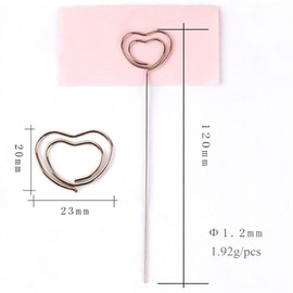 Yosoo 50 pcs Fotokarte Bild Memo Papier Display Clip Notiz Halter Liebe Herzform Silber