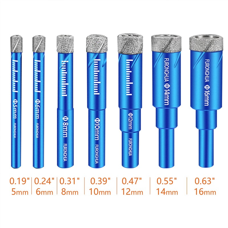 Dry Diamond Core Drill Bits 5/16" 8mm for Ceramic Porcelain