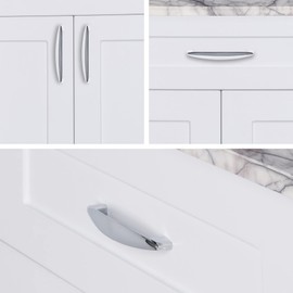 monti hardware | 1 Pack Polished Chrome 5 Inch Hole Center | Solid Metal Cabinet Handles Bathroom Home Decor Drawer Pulls | Stainless Metal Kitchen Cabinet Handles | Linea Collection