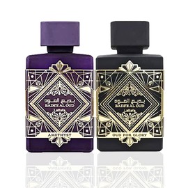 Lattafa Perfumes Bade'e Al Oud 2 Piece Gift Set for Unisex (3.4 Ounce Oud for Glory Eau de Parfum Spray + 3.4 Ounce Amethyst Eau de Parfum Spray)