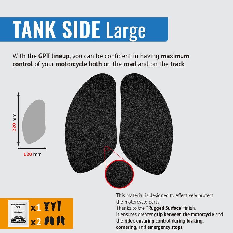 4R Quattroerre.it 18284 Tank Pad Grip, Non-Slip, Sided, Motorcycle, Right