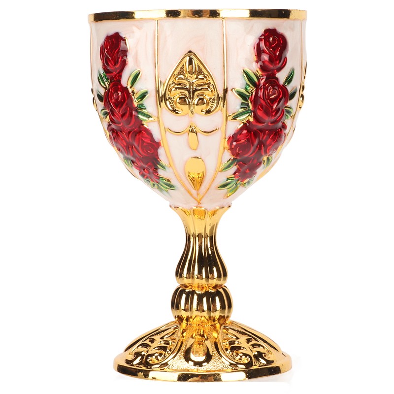 Gold Chalice 4 Inch High Zinc Alloy Retro Embossed Flower
