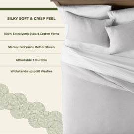 Mayfair Linen Oversized King Duvet Cover, 600 Thread Count Sateen 3 Pc Egyptian Cotton Duvet Cover Set, 100% Pure Cotton Comforter Cover, 2 Pillow Shams, Zipper Closure, 7 Corner Ties - (Silver)