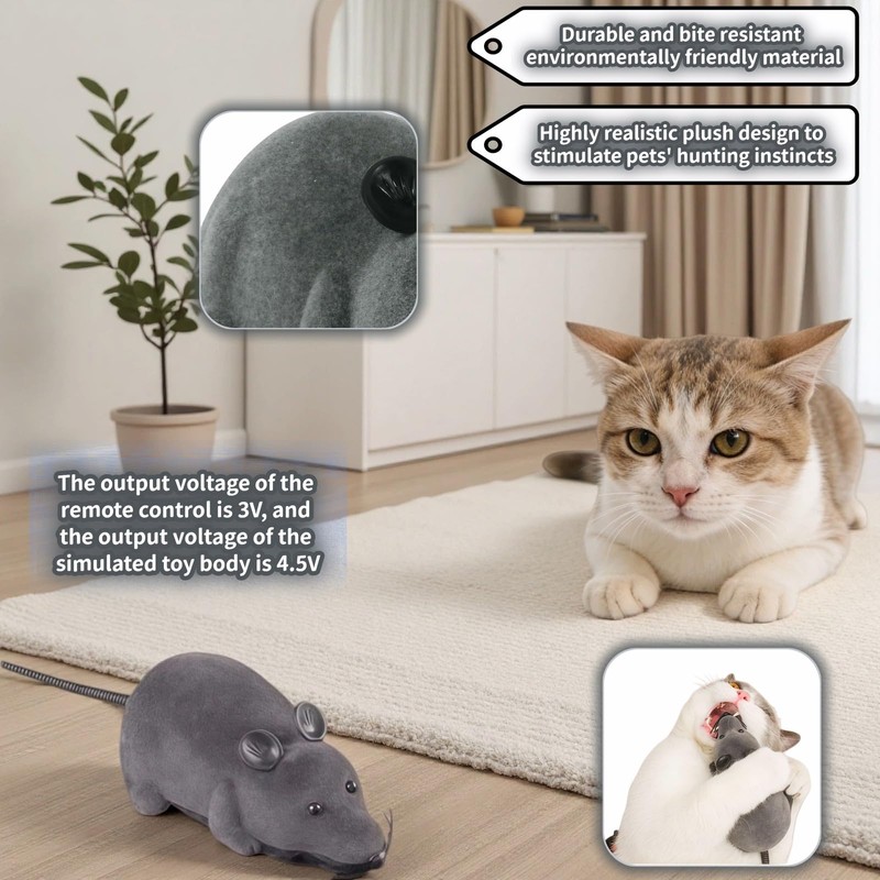 Remote Control Mouse Cat Toy, Realistic RC Interactive Pet Toy