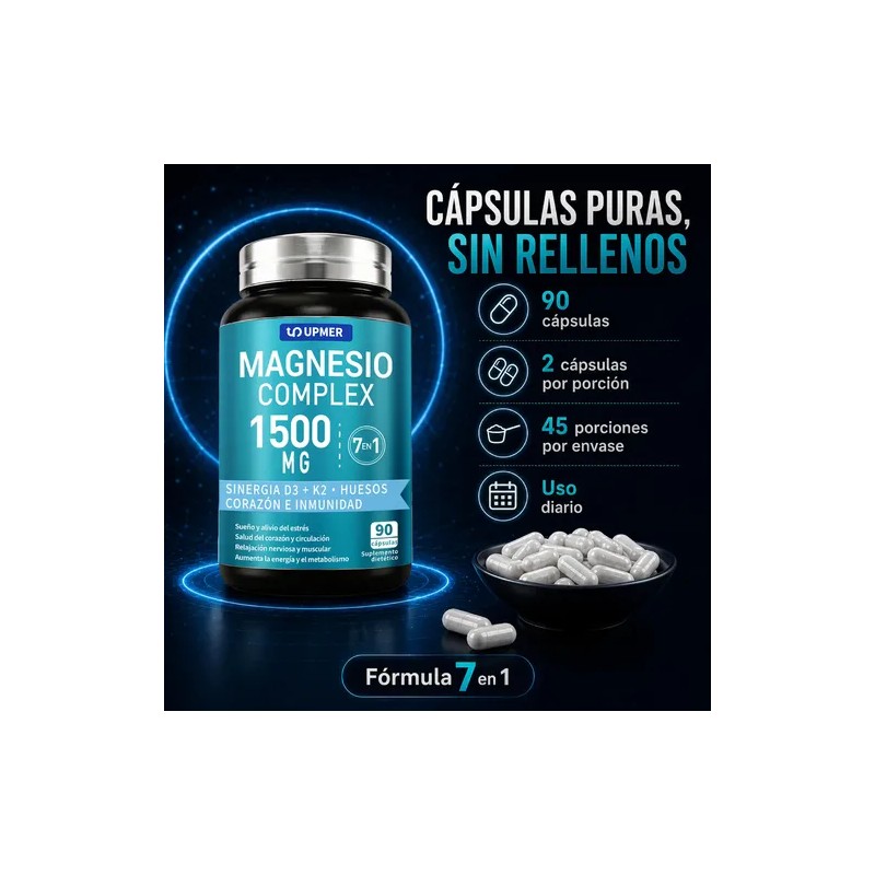 Magnesio 1500mg Complejo Tipos Cápsulas Sueño Estrés