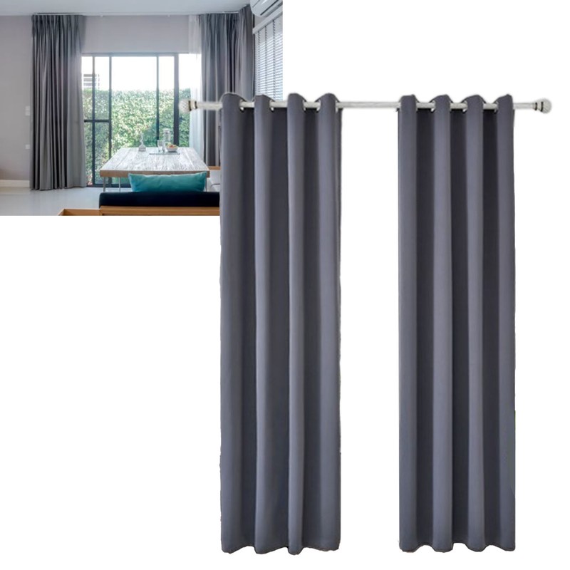 Blackout Curtain Polyester Bedroom Darkening Curtains Dark Grey for Household