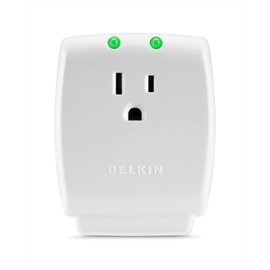 Belkin 1-Outlet Home Series SurgeCube - Grounded Outlet Portable Wall Tap Adapter with Ground & Protected Light Indicators for Home, Office, Charging Brick - White, 885 Joules