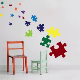 Prime Decals Puzzle Pieces Wall Decal Mural Vinyl Colors Jigsaw Puzzle Removable Art, d06 - 22" sheet (2" - 11" pieces)