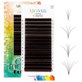 ABONNIE colored lash extensions, Easy fan lash extensions 0.07 C curl lash extensions,color lash extensions,9-16mm Mix volume lash extensions, lash fan for lash extensions(0.07-C-Brown 9-16mm）