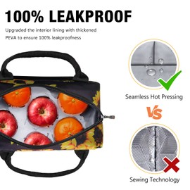 AOSBOS Insulated Lunch Bag with Adjustable Shoulder Strap for Men and Women, 10L Large Picnic Bag Made of Waterproof Lining, Sunflower & Black