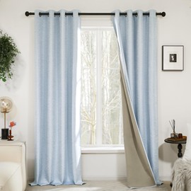 Deconovo 100% Blackout Curtains, Living Room Curtains Jacquard, Blackout Curtains for Bedroom, 2 Panels,Blue-Jacquard,52x96 Inch