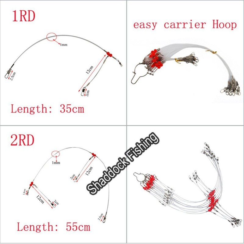 12pcs/Set Stainless Steel Wire Leaders Fishing Rigs with Swivel Snaps