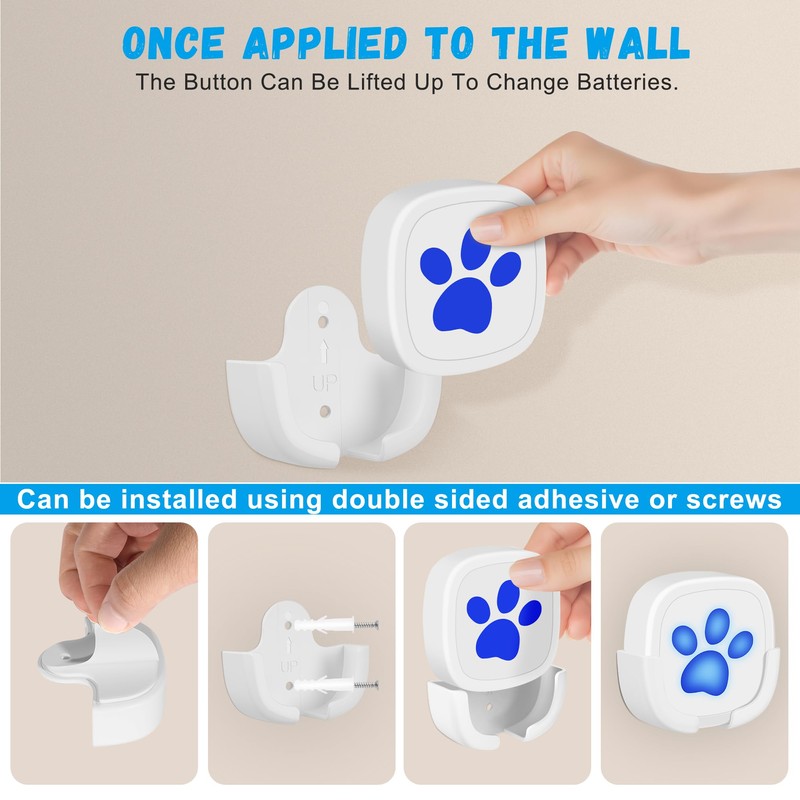 Whimsii Dog Doorbell, Wireless Ring Bell to Go Outside, IP55