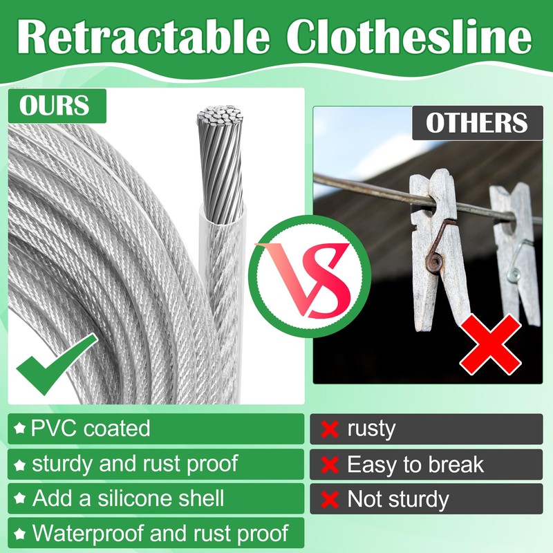 Windspeed Retractable Clothesline Outdoor Heavy Duty Travel Clothesline Retractable Clothes