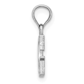 GlittersandGold 14K White Gold Polished Block Letter G Initial Pendant Bracelet Necklace