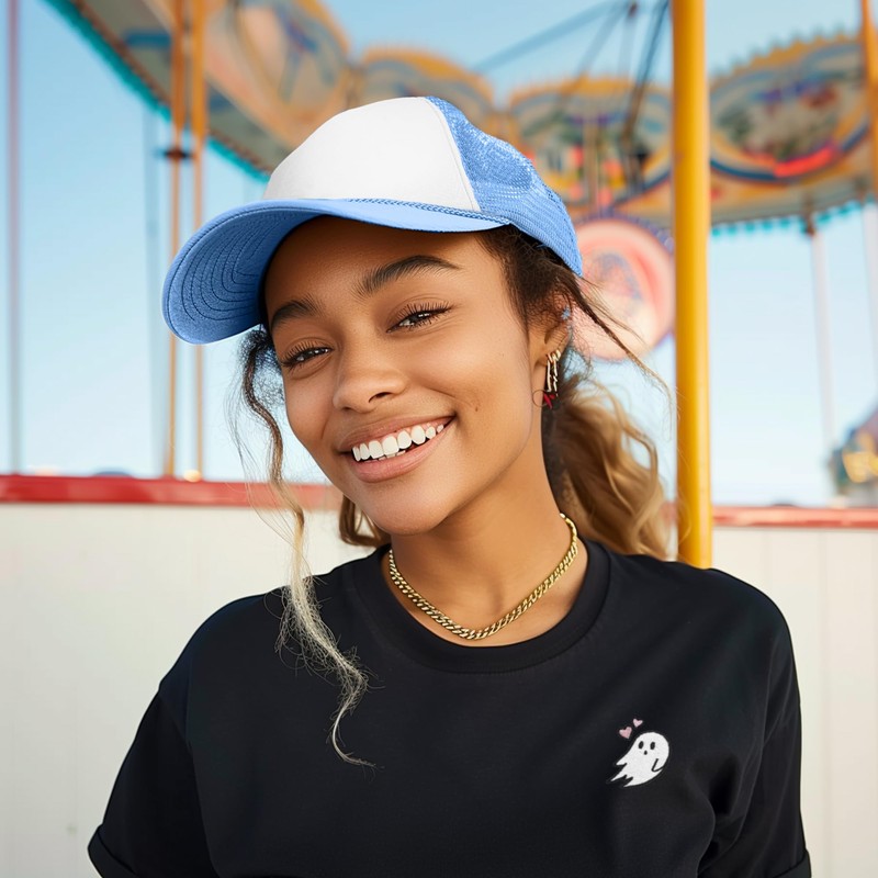 DALIX Two Tone Trucker Cap in Blue and White Hat